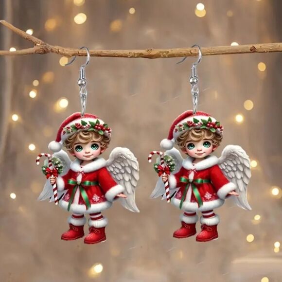 Hand crafted holiday dangle earrings - Picture 3 of 8